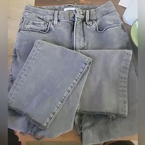 Good American Jeans Womens Black Crop High Rise Waist Stretch 33x26